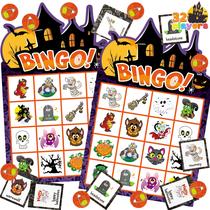Jogo de bingo de Halloween JOYIN 32 jogadores com marcadores e cartões telefônicos Jogo de bingo de Halloween JOYIN 32 jogadores com marcadores e cartões telefônicos