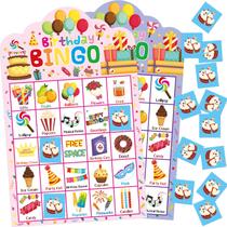 Jogo de bingo Fancy Land Birthday para 24 jogadores com cartas e fichas Jogo de bingo Fancy Land Birthday para 24 jogadores com cartas e fichas