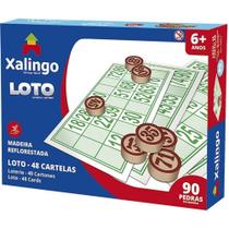 Jogo de Bingo Loto 48 Cartelas e 90 Pedras de Madeira Xalingo Brinquedos