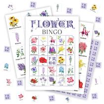 Jogo de Bingo MVZX Cartões Florais para Festa 24 Jogadores Jogo de Bingo MVZX Cartões Florais para Festa 24 Jogadores