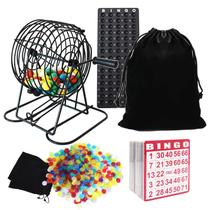 Jogo de Bingo Yuanhe com gaiola metálica de 8", 100 cartelas e 75 bolas Jogo de Bingo Yuanhe com gaiola metálica de 8", 100 cartelas e 75 bolas