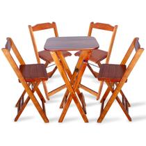 Jogo de Bistro com 4 Cadeiras de Madeira para Bar e Restaurante - Imbuia