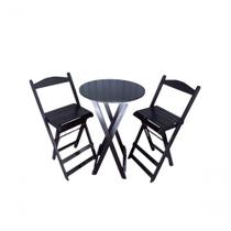 Jogo de Bistrô Dobrável Mesa com 2 Banquetas Madeira Preto Móveis 4I Jogo de Bistrô Dobrável Mesa com 2 Banquetas Madeira Preto Móveis 4I