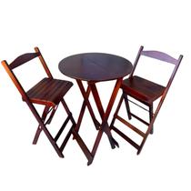 Jogo de Bistrô Dobrável Mesa com 2 Banquetas para Bar Marrom/Imbuia Jogo de Bistrô Dobrável Mesa com 2 Banquetas para Bar Marrom/Imbuia