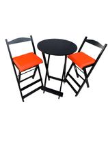 Jogo De Bistrô Dobrável Mesa Com 2 Banquetas Para Bar preto estofado laranja Jogo De Bistrô Dobrável Mesa Com 2 Banquetas Para Bar preto estofado laranja