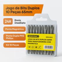 Jogo de Bits Duplos 65mm para Parafusadeira com Ponta Magnética 10 Peças BOMVINK