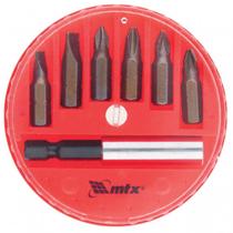 Jogo de Bits e Adaptador Magnético para Bits Aço 45X 7 Peças em Caixa Plástica - 113929 - MTX Jogo de Bits e Adaptador Magnético para Bits Aço 45X 7 Peças em Caixa Plástica - 113929 - MTX