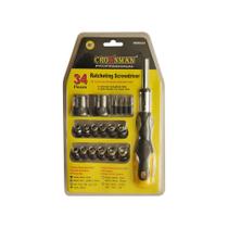 Jogo de bits e soquetes com 34 peças - 0606334 - Crownman