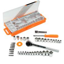 Jogo de bits e soquetes com chave catraca 40 peças - 13565