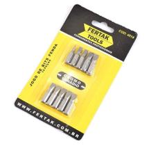 Jogo de Bits Fenda 10 Peças Aço Cromo Vanádio Fertak
