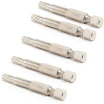 Jogo de bits hexalobular T30 x 50 mm encaixe 1/4" 5 peças - ST59337