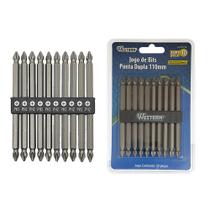 Jogo de Bits Para Parafusadeira Ponta Dupla 110mm PH2 10 Peças