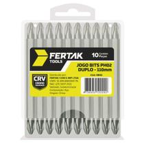 Jogo de Bits PH02 - Duplo com 10 Peças de Aço Cromo Vanádio 110mm Fertak