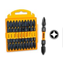 Jogo De Bits PH2 INGCO 65MM Com Ponteira Dupla 10 Peças Aço S2 Temperado Alta Dureza Para Parafusadeiras E Furadeiras Linha Industrial e Profissional Jogo De Bits PH2 INGCO 65MM Com Ponteira Dupla 10 Peças Aço S2 Temperado Alta Dureza Para Parafusadeiras E Furadeiras Linha Industrial e Profissional
