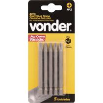 Jogo de Bits Phillips Nº02 Encaixe 1/4x75mm 05 Peças Vonder