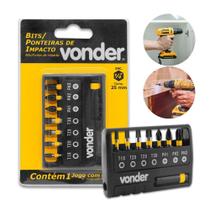 Jogo De Bits Ponteira De Impacto Encaixe Sextavado S2 9 Peças 1/4” Vonder Aço Parafusadeira Furadeira Alta Resistência