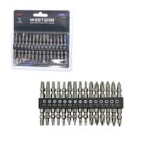 Jogo de Bits Ponteira Dupla Parafusadeira Furadeira 65mm 15 Peças Imantado Torx Philips Fenda