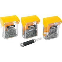 Jogo de Bits/ponteiras com 61 Peças, Encaixe Sextavado de 1/4", Vonder