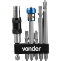Jogo de Bits/ponteiras com 8 Peças, Encaixe Sextavado de 1/4", com Extensão Magnética Articulada, Vonder OstenVonder Jogo de Bits/ponteiras com 8 Peças, Encaixe Sextavado de 1/4", com Extensão Magnética Articulada, Vonder OstenVonder