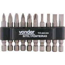 Jogo de Bits Ponteiras de Encaixe 1/4"" Com 10 Peças - 35 38 100 000 - VONDER