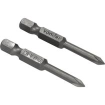 Jogo de Bits/Ponteiras Phillips com Encaixe Sextavado 1/4" Nº 0X50mm Cartela com 2 Peças - Vonder