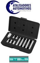 Jogo de bits spline (ponteira multidentada) em cromo vanadio com haste sextavada de 1/2 polx10mm.,11 pecas-stels