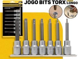 Jogo De Bits Torx Longos Encaixe 1/2 Cr-v 7 Peças Profissional Resistente Ferramenta Mecânica Automotiva Reparos Eda