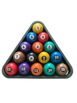 Jogo de bolas de bilhar numeradas 54mm com triangulo de plástico