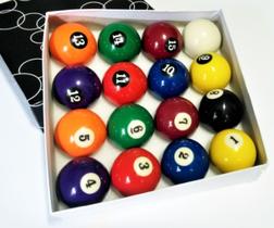 Jogo de Bolas de Sinuca 50MM Numerado + 1 Giz Master