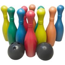 Jogo de Boliche Bolichão Infantil C/ 10 Pinos 30cm e 2 Bolas Brinquedo Resistente Grande d/ plástico