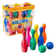 Jogo de Boliche Brinquedo Infantil 6 Pinos 2 Bolas 22cm 8 Peças - pica pau