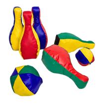 Jogo de Boliche Grande Espumado Brinquedos Educativos Espuma Inclusao Escolar LDM 3 anos