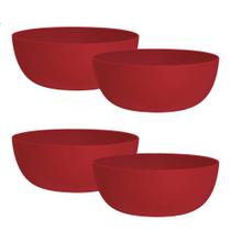 Jogo de Bowl de Plástico Tigela de Plástico Grande Vermelho 1.1L 4Pcs