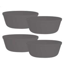 Jogo de Bowl de Plástico Tigela de Plástico Pequeno Cinza 450ml 4Pcs
