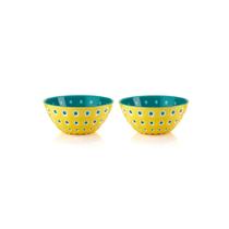 Jogo de bowls em acrílico Guzzini Le Murrine 2 peças 12cm amarelo com água marinha