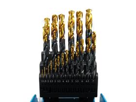 Jogo de Broca 1-13 Mm Hss C/ Ponta De Titânio 25 Pçs