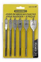 Jogo de Broca Chata para Madeira 6 Peças 10, 12, 16, 18, 20 e 25mm Jogo de Broca Chata para Madeira 6 Peças 10, 12, 16, 18, 20 e 25mm