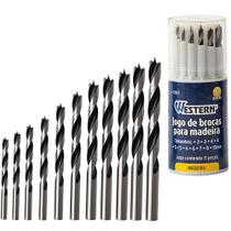 Jogo de broca de aco carbono para madeira com 11 pecas + estojo - WESTERN Jogo de broca de aco carbono para madeira com 11 pecas + estojo - WESTERN