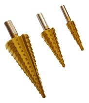 Jogo De Broca Escalonada Hss Titanium 4-32mm Kit C/ 3 Peças