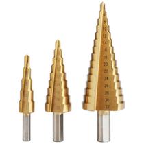 Jogo de Broca Escalonadas De Titânio Profissional 3 Peças 4-12 4-20 4-32mm Furo Espiral