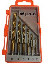 Jogo De Brocas 06 Peças Aço Rápido Ferro Madeira 2mm A 8mm