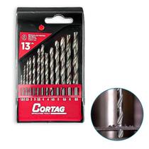 Jogo de Brocas 13 Peças Cortag 1,5mm a 6mm Aço Rápido Haste Cilíndrica Alta Precisão Profissional Jogo de Brocas 13 Peças Cortag 1,5mm a 6mm Aço Rápido Haste Cilíndrica Alta Precisão Profissional