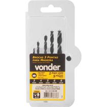 Jogo de brocas 3 pontas com 5 peças, de 3 mm a 8 mm, VONDER