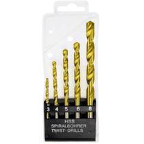 Jogo de Brocas Ar Metal HSS de 3-4-5-6-8mm Nitreto de Titanio com 5 Peças - 723839 - MTX