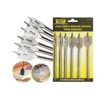 Jogo De Brocas Chatas Madeira 6 Peças 1201 Fertak Haste 1/4