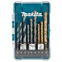 Jogo de Brocas com 9 Peças para Madeira, Alvenaria e Aço de 5/6/8mm - D-71962 - MAKITA