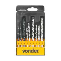 Jogo de brocas combinadas com 9 peças aço rápido, vídea, madeira - VONDER Jogo de brocas combinadas com 9 peças aço rápido, vídea, madeira - VONDER
