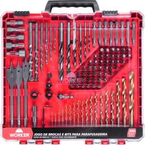 Jogo de Brocas e Bits para Parafusadeira com 300 Peças Worker Jogo de Brocas e Bits para Parafusadeira com 300 Peças Worker