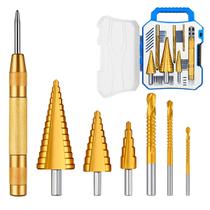 Jogo de Brocas Escalonadas Profissional 7 Peças 4 a 32mm em Aço com Estojo Completo