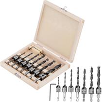 Jogo de Brocas Escareadoras p/ Madeira 3-10mm c/ 7 Pcs DENZEL 70427255